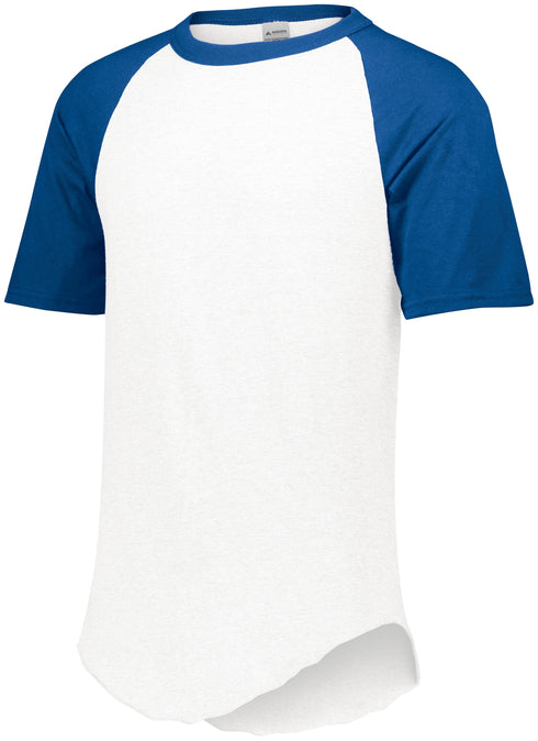 Augusta Sportswear Youth Short Sleeve Baseball Jersey (424), Color 'White/Royal'